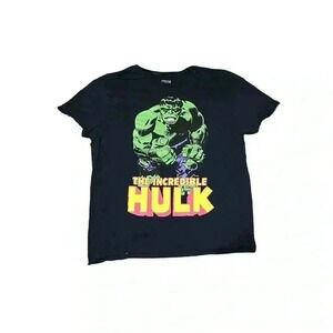 MARVEL COMICS T-Shirt Women's XL Black Short Cap Sleeve Incredible Hulk Cotton